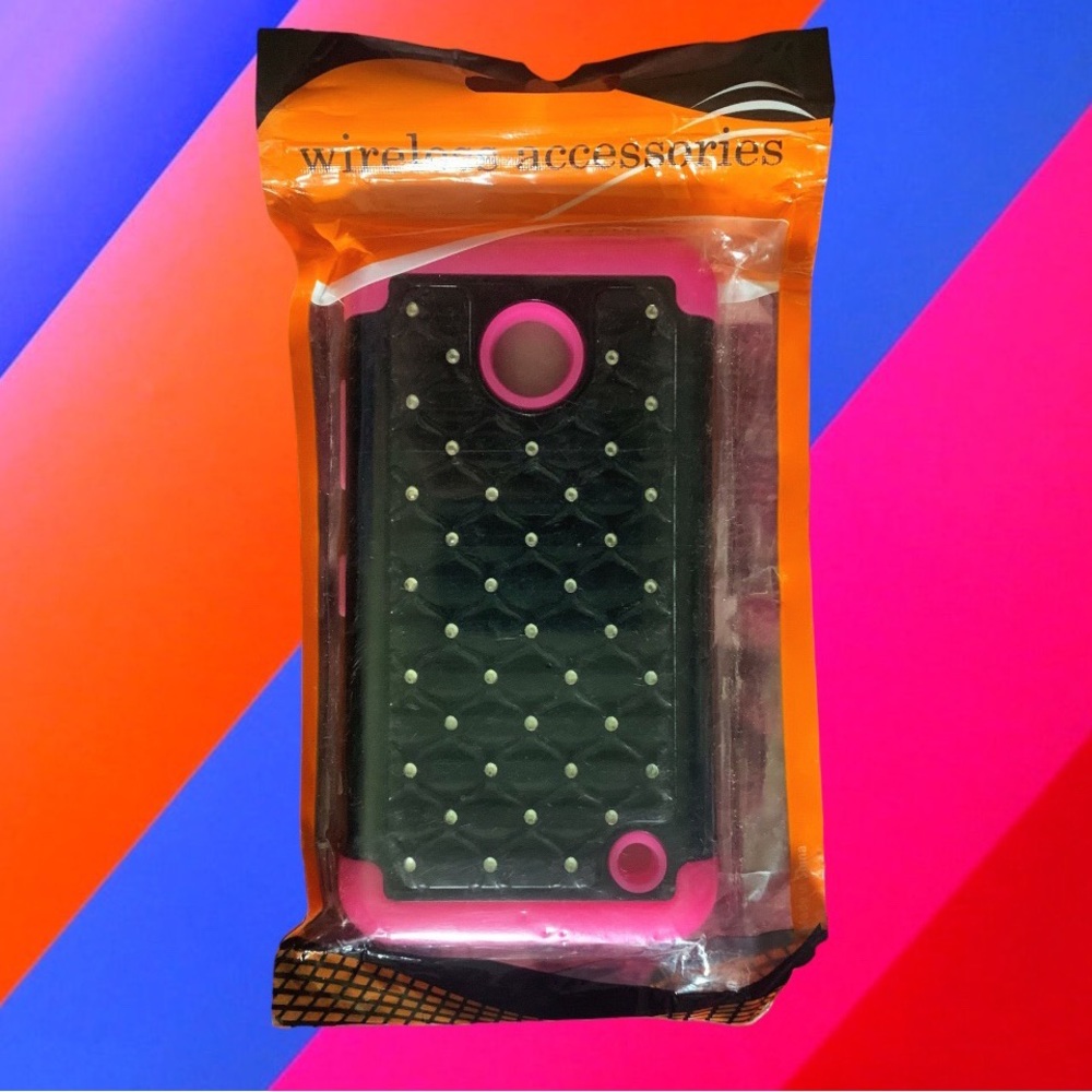 NWT Nokia Lumia 630/635 Phone Case w/ Bling, Pink / Black
